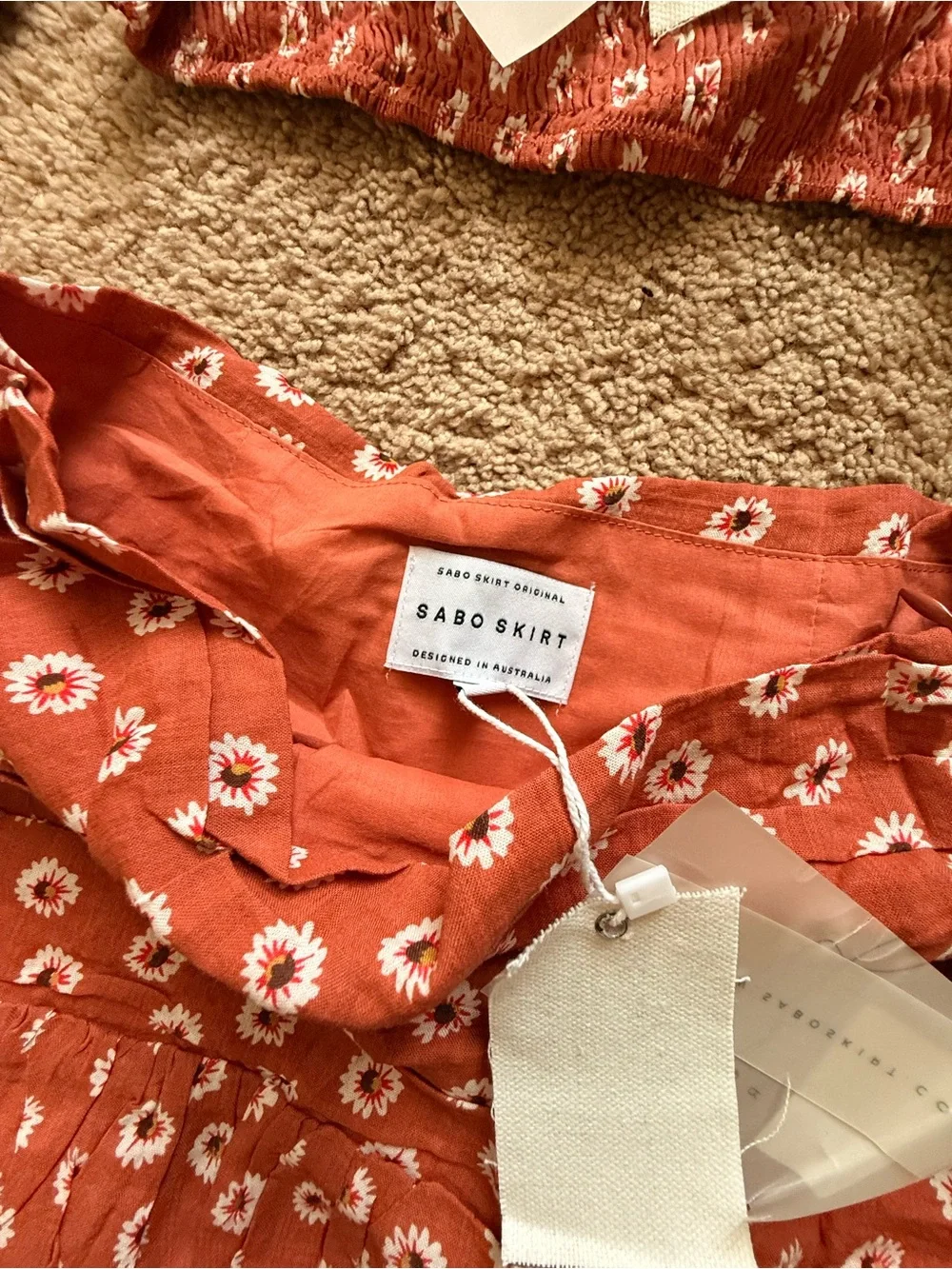 Sabo Skirt Rust Floral Smocked Top and Skirt Set - Picture 2 of 3